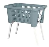 Großer Wäschekorb aus Rattan mit einziehbaren Füßen, großer Wäschekorb (grün)