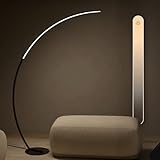 NEONA ICARUS Bogenlampe LED dimmbar – XXL Stehlampe in Schwarz, 2258 Lumen, 2700K Warmweiß, CRI 90, 22W, Fußschalter, Höhe 170cm – Moderne Wohnzimmerlampe