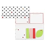 Kate Spade New York Padfolio mit 7 Haftnotizblöcken, Lernutensilien-Set enthält niedliche Haftnotizen mit 75 Blatt pro Notizblock (Ladybug Dot)