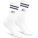 Fahrradsocken Damen, Rennrad Socken 36-42, Weiße Radsocken mit Fahrrad-Motiv, Baumwolle Sportsocken & Tennissocken, Fahrrad Geschenk (DE/NL/SE/PL, Numerisch, 36, 42, Regular, Regular, Blau 1 Paar)