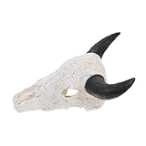 RORPOIR Kuhhorn Wandbehang Tier Wandskulptur Bullenhorn Wandbehang Kuhschädelkopf Tierkopf Wanddekoration Bullenkopf Ziegenkopf Wandbehang Bullenschädel Dekoration