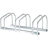 HOMCOM Fahrradständer für 3 Stahlfahrräder, 76x33x27 cm, Silber