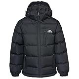 Trespass Herren Warme Gepolsterte wasserdichte Regenjacke Mit Abnehmbarer Kapuze Clip, Black, XXL, MAJKCAI20001_BLKXXL