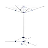 cartrend Caravan Wäschespinne Alu mit Stativ, ultraleicht mit sicherem Stand, stufenlos höhenverstellbar, witterungsbeständig, robust, zusammenklappbar, platzsparend, mit 3 Heringen und 3 Standfüßen