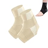Amalios AnkleGuard Sprunggelenk Bandage – Verstellbare Fußgelenkstütze mit Aufgerüstetem Knöchelpolster für Sport & Alltag, Atmungsaktiv & Stabilisierend (Beige,L)