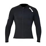 Owntop Neoprenanzug Jacke für Herren - 2mm Neoprenanzug Top Langarm, Frontreißverschluss für Tauchen Surfen Schnorcheln Schwimmen, Herren Schwarz 3XL