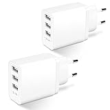 ARCCRA Mehrfach USB Ladegerät (2 STK.), 15,5W USB Adapter Steckdose mit 3-Port, 5V3,1A USB Stecker, Netzteil für Handys (z.B. Samsung, iPhone, Xiaomi), Tablets, Kopfhörer, Lautsprecher, E-Book-Reader