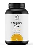 Vitamin C + Zink, 180 Kapseln für 6 Monate, vegan und ohne unerwünschte Zusätze, in Deutschland produziert