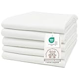 ZOLLNER 5er Set Moltontücher in 80x80 cm aus Baumwolle - saugstarke Wickelunterlage - weich und wärmend - waschbar bis 95°C - in weiß - Oeko Tex® Zertifiziert