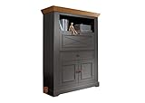 Woodroom Oslo Sekretär Büroschrank Schreibtischschrank, Holz, grau, BxHxT 108x152x42 cm