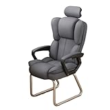 CYairong-22 Computerstuhl Home-Office-Stuhl mit hoher Rückenlehne, weicher PU-Leder-Executive-Stuhl for Empfangsmitarbeiter silbernem Schlittenfuß, Keine Rollen Chefsessel(Grigio)
