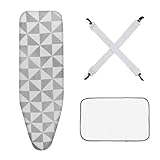 Bügelbrettbezug Hitzereflektierend 120x41cm mit Bügeltuch und Halteklammer, Bügelbrett Bezug Bügeltischbezug Bezug Bügelbrett Bügelbrettbezüge, Geeignet für Dampfbügeleisen und Dampfbügeleisen