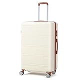 Handgepäck Koffer, 76,5x49,5x30,5 cm Reisekoffer mit 4 Drehbaren Rädern, ABS Hartschalenkoffer mit Zahlenschloss Teleskopgriff, Groß und Leicht Hartschale