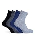 Basic Treasure 4 Paar Stoppersocken mit ABS, Yoga Socken Damen & Herren, Antirutschsocken, Socken mit Noppen, Haussocken (DE/NL/SE/PL, Numerisch, 39, 42, Regular, Regular, Schwarz/Grau/Navy)