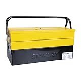 Stanley Werkzeugbox / Werkzeugkoffer CantiLever (47.70 x 25.70 x 22.10 cm), mit Klemmschutz für Werkzeuge und Zubehör, Box mit vollständig zugänglichen Fächern, stabiler Koffer mit Bohrloch) 1-94-738