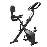 Dskeuzeew Heimtrainer Fahrrad Klappbar mit Magnetwiderstandssystem und Widerstandsband Ergometer Hometrainer Fahrrad mit LCD Monitor