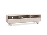 3E 3xE living.com Kaschmir TV-Schrank mit Regalen und Türen – Modernes Design, kugelförmige Beine, 160 x 44 x 39 cm
