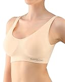 ecoBAMBOO Bustier Damen Top aus Bambus, Gepolsterter Sport BH Damen Ohne Bügel, mit leichtem Halt, für Yoga & Alltag (XL-XXL, Beige 1)