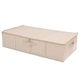 Dioche Unterbett-Aufbewahrungsbox, Wasserfest, Faltbar, aus Stoff, für Schuhe, Kleidung, Socken, Aufbewahrungsbox für Schlafzimmer, Studentenwohnheim, Beige (L)