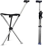 Dreieckiger Gehstock mit Sitz Aid Stativ Krückenstuhl mit Sitz klappbarer Gehstock mit Sitz Gehstock mit 3 Beinen, Gehstock Herren Belastbar Bis 150Kg Cane und Hocker Dual-us
