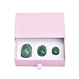 Yoni-Eier-Set, natürliches Grün, Jade-Eier, Yoni-Zauberstab, Kristallkegel, Massagestein, 3 Eier mit Box