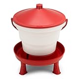 Agrarzone Geflügeltränkeeimer mit Füßen 15 Liter rot - robuste Hühnertränke mit Tragegriff - automatische Wasserzufuhr - Geflügeltränke für Hühner, Enten & Geflügel