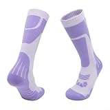 Hosrivae Dicke High-Top-Skisocken für Winter-Outdoor-Sportarten – warm, feuchtigkeitsableitend & hochelastisch Baumwoll-Polyester-Mischung mit Handtuch-Untergriff – Un(8204 Light Purple)