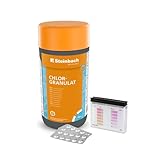Steinbach | Poolpflege Test-Set | Chlorgranulat 1 KG & Testkit für pH-Wert/Chlor | ideal zur Wasserkontrolle, Erstdosierung & Schockbehandlung | Poolwasser sauber & kristallklar