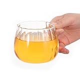 TOKIDNY Frühstücksbecher aus Glas 2 Stück 450ml Durchsichtige Kaffeetassen mit Griff für Milch und Tee