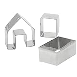 3Pcs Lebkuchenhaus Ausstechformen, Metall Ausstechformen Set Edelstahl Backformen Kleine Xmas Lebkuchenhaus Kit Mini Ausstecher für Urlaub Winter Weihnachten