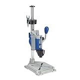 Dremel 220 Bohr-und Werkzeugständer für Multifunktionswerkzeug Stationäre Arbeite Vertikal oder im Winkel Bohren, Einstellbar in 15-Grad-Schritten, Integrierter Teleskop-Werkzeugständer