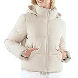 PUFFIT Damen Winter Jacke mit Kapuze Warmer Wasserdicht Winterjacke Steppmantel Female Jacken