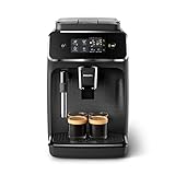 PHILIPS Serie 2200 Kaffeevollautomat – Klassischer Milchaufschäumer, Intuitives Touchdisplay, mattes Schwarz (EP2220/10)