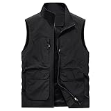 Cargo-Weste für Herren, leicht, schnell trocknend, Militärweste, ärmellos, Fotografie, Schießen, Jagd, Camping, Outdoor-Reisejacke mit Taschen, lässig, Angeln, Safari, Utility-Weste, Schwarz