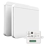 Wxeadu Funkschalter, Funk Lichtschalter Set, Funkschalter Licht 240V, Lichtschalter Funk mit Empfänger, Schalterfunkschalter Licht mit Controller, Keine Verkabelung Erforderlich, Bis 50m Reichweite