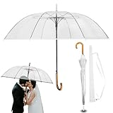 LOGAN & BARNES Durchsichtiger Regenschirm Hochzeit mit hochwertigem Echtholzgriff Ø120cm - Eleganter Großer Regenschirm 2 Personen Transparent XXL - Modell CARDIFF