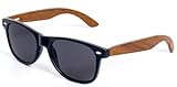 HOLZAUGE® Sonnenbrille Holz für Damen & Herren – Polarisierende Gläser UV400, CE-zertifiziert, Filterkategorie 3 – Walnussholz Bügel, Leicht & Nachhaltig inkl. Beutel & Putztuch