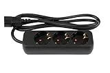 Steckdosenleiste, 3-Fach, C14 Kaltgeräte-Stecker an 3X Schutzkontakt-Buchse, Berührungsschutz, schwarz, 1,5m