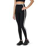 Amazon Essentials Damen Active FormFlex Buttery Soft Yoga-Workout-Leggings mit Kontrastbesatz, hohe Taille, volle Schrittlänge von 70 cm, Schwarz/Weiß, M
