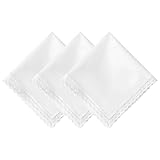 Weiße Spitzentaschentücher für Damen, Baumwolle, Damen, Spitze, Taschentücher, Hochzeits-Taschentuch, gewellt, weiß, Braut-Taschentücher, 3 x Spitze, Einheitsgröße