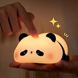 AmmToo Nachtlicht Kinder Panda Nachtlampe -Panda Lampe Dimmbar Timer, Touch-Steuerung Silikon Nachtlicht Baby, USB-Aufladbar Niedliche Panda Lampe, Cute Nachtlicht Kinderzimmer Deko (panda 2)