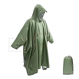 Regenjacke 3 In 1 Wasserdichter Regenmantel for Den Außenbereich Regenmantel for Männer Regenmantel for Frauen Markise Vor Dem Regen Motorrad Regenponcho Picknickmatte(Green)