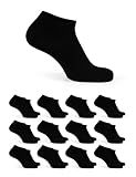 Basic Treasure 12 Paar Schwarze Sneaker Socken 39-42, Baumwolle Socken, Atmungsaktiv, Kurze Socken Unisex, Schwarze, Weiße oder Graue Sneaker Socken