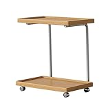 Rollender TV-Tablett, Tisch mit Ablage, Massivholz, Couch-Beistelltisch mit Metallrahmen, vielseitige Rollwagen für Wohnzimmer, mobiler Snacktisch, EasyMove Design