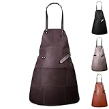 Livorio Premium Lederschürze aus hochwertigem Rauleder - Grillschürze - Kochschürze - Kellnerschürze - braun