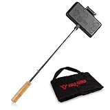 BBQ-Toro Sandwicheisen Mit Transporttasche | Waffeleisen Aus Gusseisen | Rechteckig, Langer Stiel | Bereits Eingebrannt | Für Grill, Outdoor Und Offenes Feuer