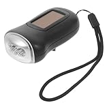 Toyvian Solarbetriebene Handkurbel Taschenlampe LED Notfalllicht Wiederaufladbar Camping Outdoor Vielseitig Schwarz