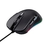 Trust Gaming GXT 922 Ybar Gaming Maus mit RGB LED-Beleuchtung, 200-7200 DPI, USB Kabel 2,1 m, Erweiterte Software, PC Maus mit 6 Programmierbare Tasten für Computer und Laptop - Schwarz