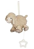 Sterntaler Spieluhr S Schaf Flocke - Baby Spieluhr aus weichem Stoff - Kuscheltier zum Anbinden Dank herausnehmbarer Spieluhr waschbar, Einschlafhilfe wirkt beruhigend zuhause & unterwegs, Sandfarben