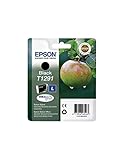 Epson 235M161 Original T1291 Apfel Tinte (SX420W BX320FW SX620FW BX/SX525WD BX625FWD BX305FW B42WD BX925FWD BX635FWD BX535WD SX435/440W BX630FW SX235W WF7015 7515 7525 3010 3520 3540) schwarz, 11,2ml